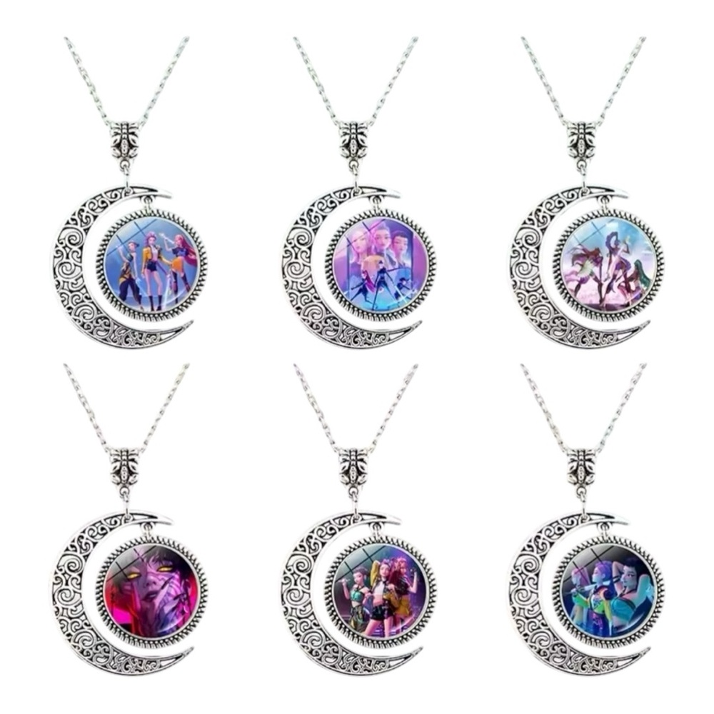 K-Pop Demon Hunter Silver Crescent Moon Pendant Necklace